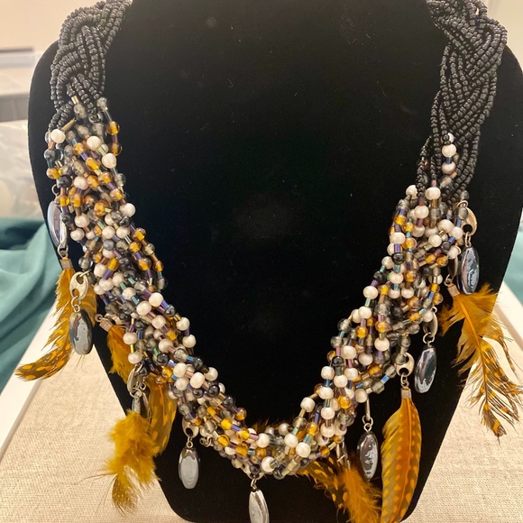 Beaded Necklace with brown golden Beads - Picture 4 of 4